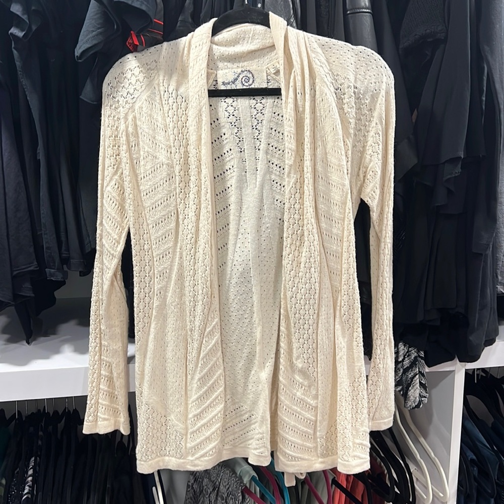 Cream cardigan with belt